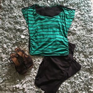 Eye❤️Candy Green & Black Sheer Back Shirt